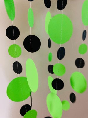 Neon green and black party garlands, Brat summer party, Paper circle bunting, brat Kamala summer celebration decoration, Charli xcx decor