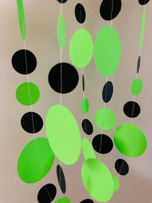 Neon green and black party garlands, Brat summer party, Paper circle bunting, brat Kamala summer celebration decoration, Charli xcx decor