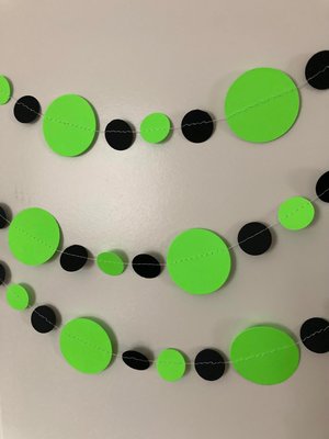Neon green and black party garlands, Brat summer party, Paper circle bunting, brat Kamala summer celebration decoration, Charli xcx decor
