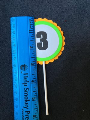 Neon Birthday Cupcake Toppers, Black Light Party Decor, Fluorescent Cupcake Decoration, Birthday Number Topper, UV Reflective, 3rd Birthday
