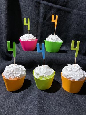 Set of 12 Retro Font Neon Glow Party Age Cupcake Toppers