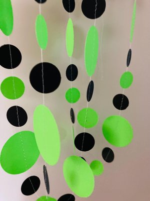Neon green and black party garlands, Brat summer party, Paper circle bunting, brat Kamala summer celebration decoration, Charli xcx decor