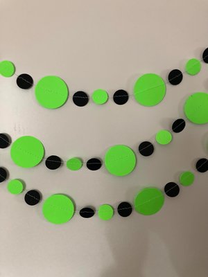 Neon green and black party garlands, Brat summer party, Paper circle bunting, brat Kamala summer celebration decoration, Charli xcx decor