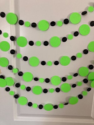 Neon Green and Black Halloween Party Garlands, Spooky Handmade Paper Circle Buntings, Brat summer party, Charli xcx decor, Eerie Glow Decor