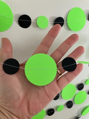 Neon Green and Black Halloween Party Garlands, Spooky Handmade Paper Circle Buntings, Brat summer party, Charli xcx decor, Eerie Glow Decor