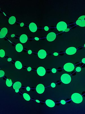 Neon Green and Black Halloween Party Garlands, Spooky Handmade Paper Circle Buntings, Brat summer party, Charli xcx decor, Eerie Glow Decor