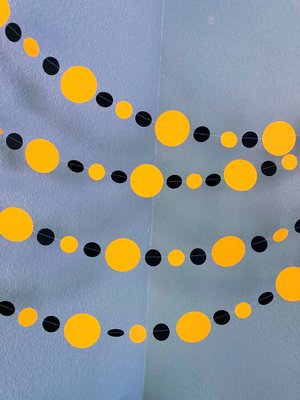 Neon Orange and Black Halloween Party Garlands, Spooky Handmade Paper Circle Buntings, Eerie Glow Decor, Glow-in-the-Dark Fluorescent Decor
