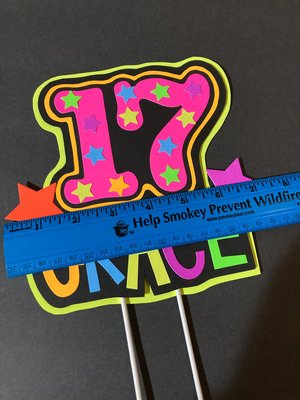 Personalized Birthday Neon Cake Topper, Glow Party Neon 17th Birthday Cake Decor, Name Age Birthday Decoration, UV Glow in the Dark Supplies