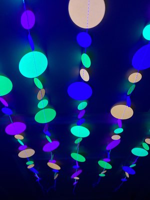 Fluorescent UV Reflective Black Light Garlands, Glow Party Decor, Glow in the Dark Birthday Party, 80s Theme Event Decor, Handmade Garlands
