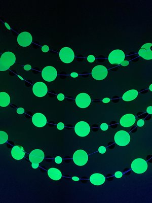 Neon Green and Black Halloween Party Garlands, Spooky Handmade Paper Circle Buntings, Brat summer party, Charli xcx decor, Eerie Glow Decor