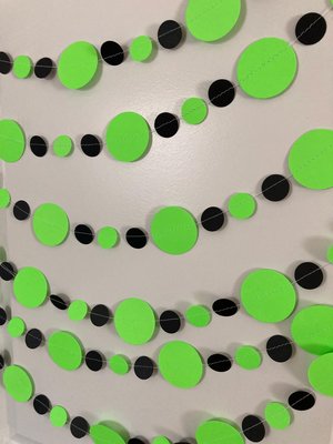 Neon Green and Black Halloween Party Garlands, Spooky Handmade Paper Circle Buntings, Brat summer party, Charli xcx decor, Eerie Glow Decor