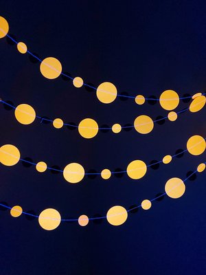 Neon Orange and Black Halloween Party Garlands, Spooky Handmade Paper Circle Buntings, Eerie Glow Decor, Glow-in-the-Dark Fluorescent Decor