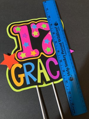 Personalized Birthday Neon Cake Topper, Glow Party Neon 17th Birthday Cake Decor, Name Age Birthday Decoration, UV Glow in the Dark Supplies