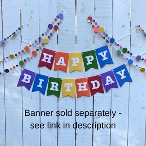 Rainbow Card Stock Circle Garland, Colorful Party Bunting, Handmade Streamers, Rainbow Event Decor, Circle Party Decoration, Paper Streamer