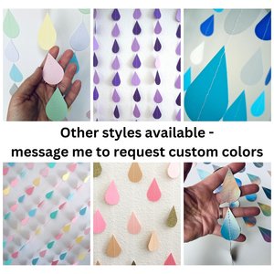 Blush Raindrop Baby Shower Garland, Pink Girl Baby Sprinkle Centerpiece, Custom Color Paper Bunting, Food and Gift Table Backdrop Decoration