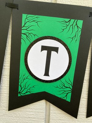 Wicked Personalized Birthday Banner, Good Witch Bad Witch Decor, Green and Pink Birthday Sign, Wicked Movie Party, Trendy Birthday Party
