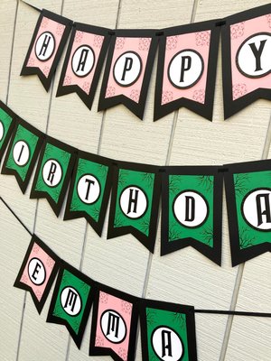 Wicked Personalized Birthday Banner, Good Witch Bad Witch Decor, Green and Pink Birthday Sign, Wicked Movie Party, Trendy Birthday Party