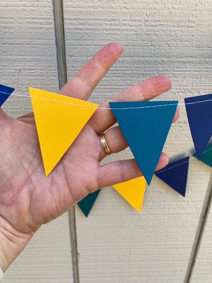 UNCW Game Day Decor, College Tailgate Garland, Navy Teal Yellow Triangle Bunting, Homecoming Decoration