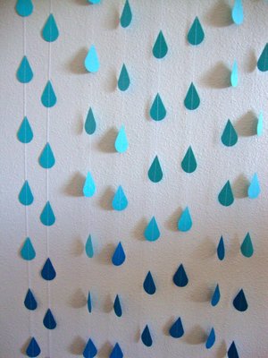 Blue Ombre Raindrop Garlands, Blue Raindrops, Bridal Shower Garland, Blue Shower Backdrop, Virtual Shower Backdrop, Shower Decoration