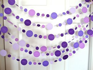 Purple Circle Garland, Paper Party Decoration, Purple Birthday Party, Paper Circle Bunting, Ultraviolet Party Decor, Birthday Party Decor