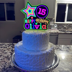 Custom Neon Cake Topper, 80s Party Decor, Personalized Birthday Cake Sign, Blacklight Party Decoration, Fluorescent Glow Party Sign