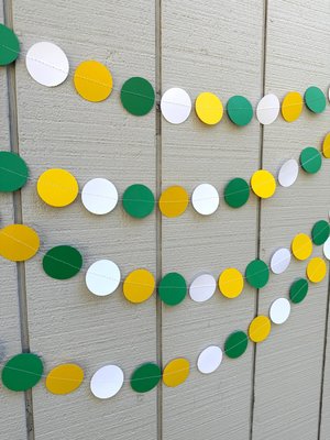 Tractor Birthday Garland, Green Yellow White Paper Circles, Farm Party Backdrop