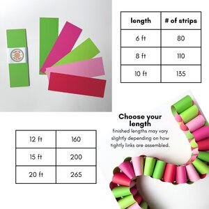 Chunky Christmas Paper Chain, DIY Paper Chain Kit, Christmas Fireplace Mantel Decor, Holiday Craft Activity, Pink Christmas Decor