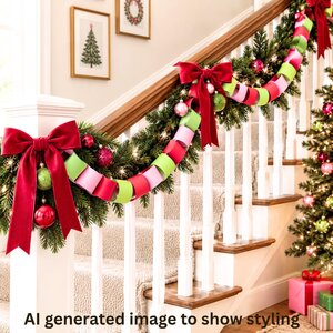 Chunky Christmas Paper Chain, DIY Paper Chain Kit, Christmas Fireplace Mantel Decor, Holiday Craft Activity, Pink Christmas Decor