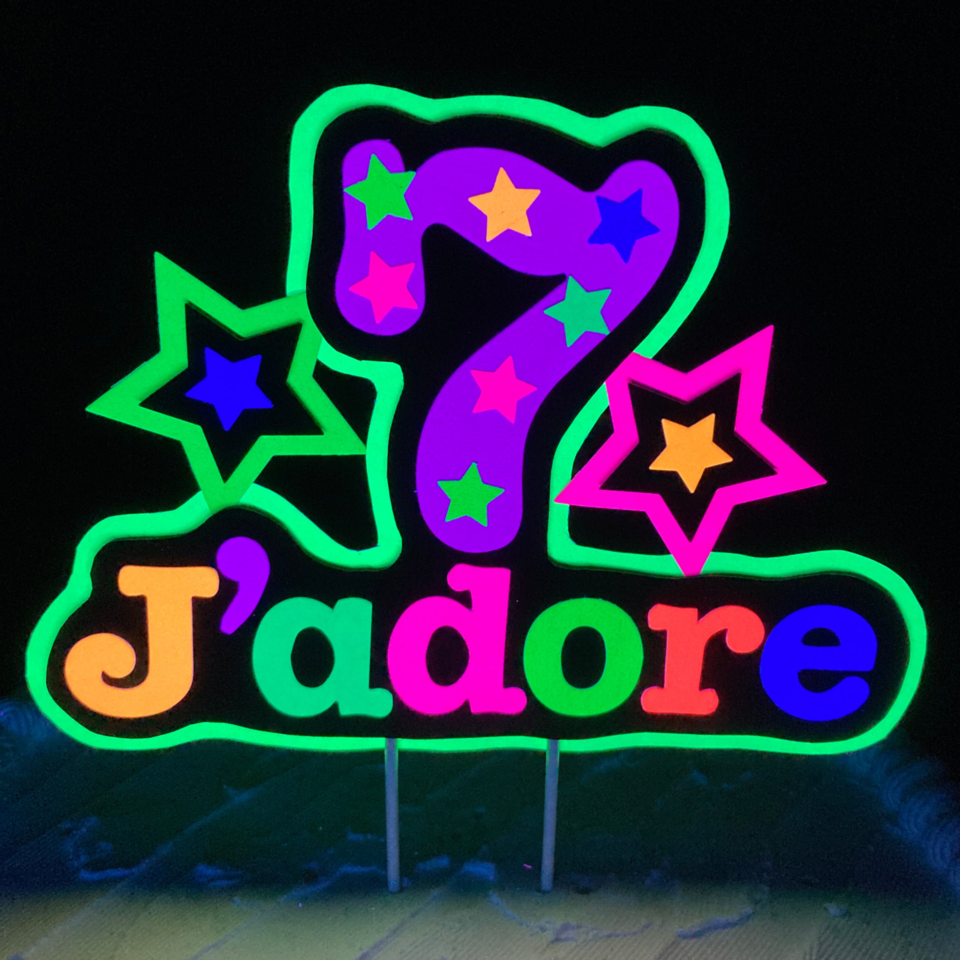 Personalized Neon Glow Party Cake Topper