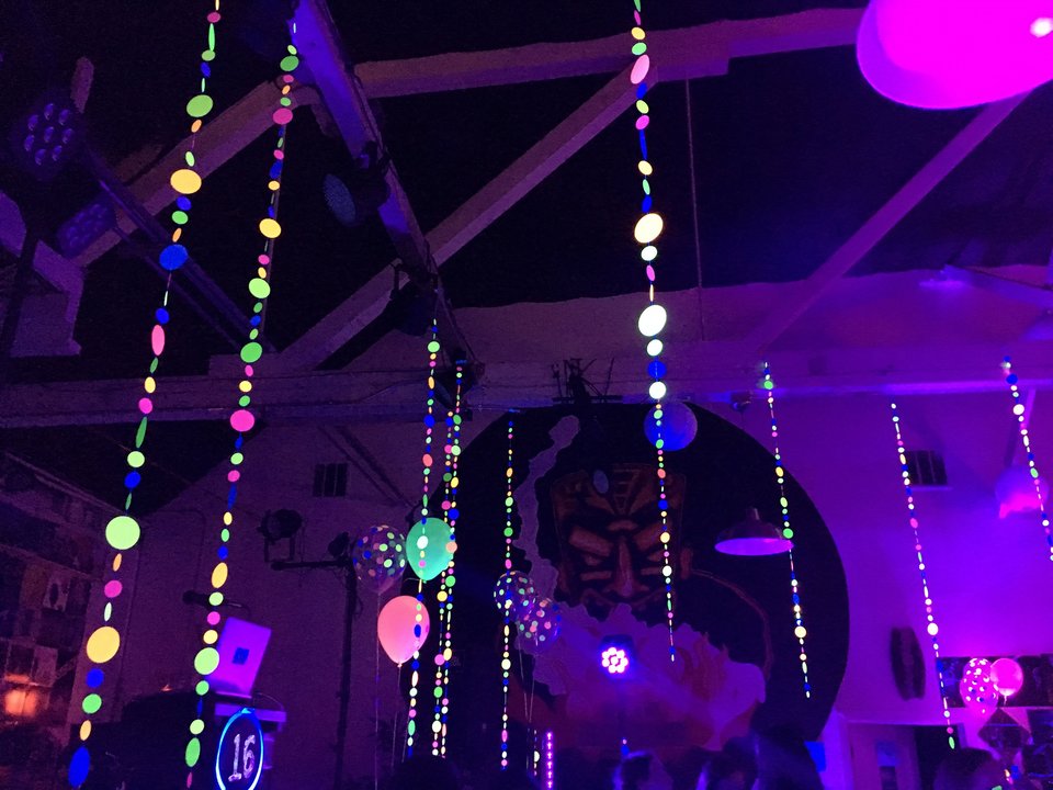 Black Light Reflective Glow Party Garlands, UV Reflective Glow Party Decor, Fluorescent Neon Garlands, Sweet 16 Glow Party Garlands