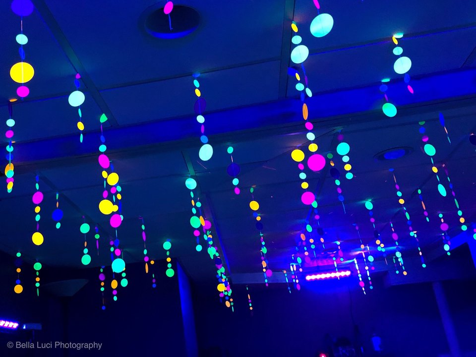 Glow Party Decorations, UV Reflective Glow Party Decor, Black Light Reflective Garland, Neon Party, Skate Party, Sweet 16 Glow Party