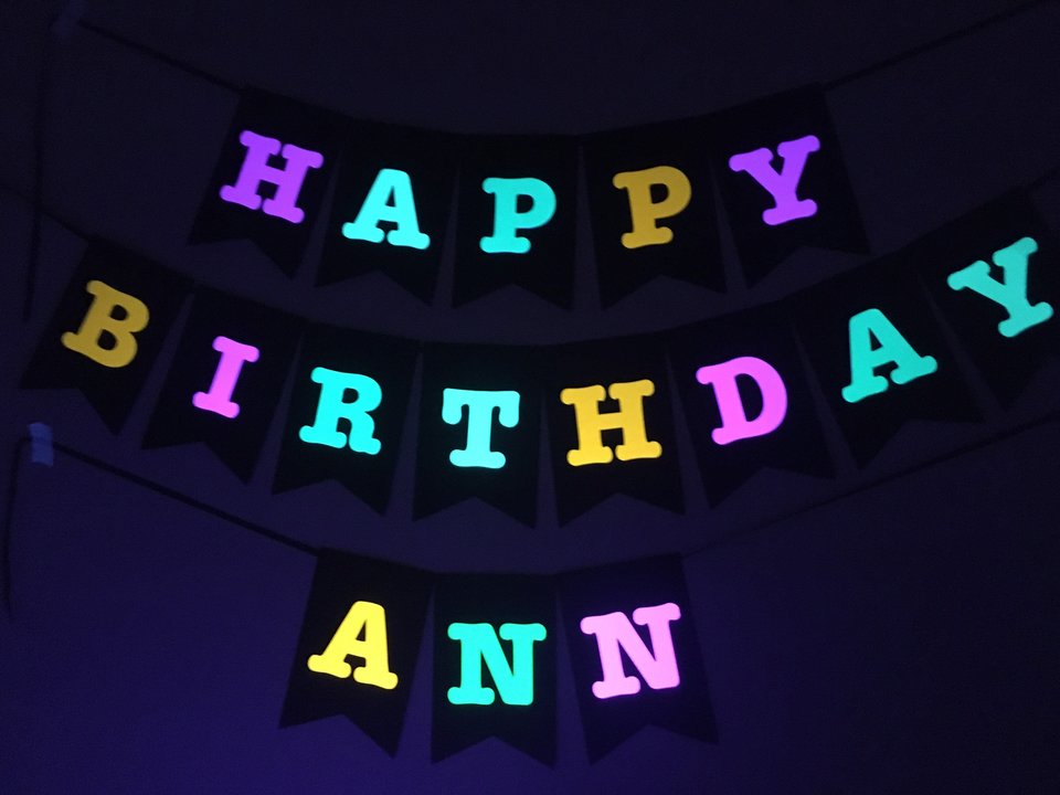 Large Neon Birthday Banner, Glow Party Banner, Custom Neon Banner, Personalized Glow Banner, Sweet 16 Glow Party Banner, 80s Party Decor