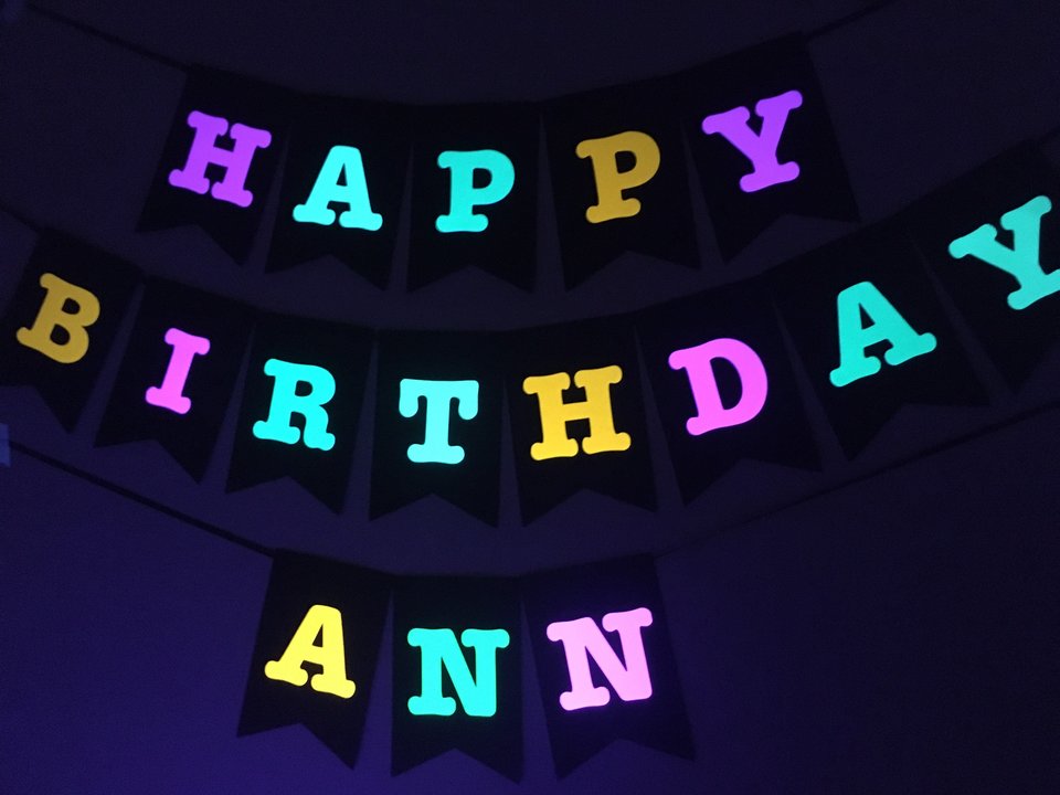 Large Neon Birthday Banner, Glow Party Banner, Custom Neon Banner, Personalized Glow Banner, Sweet 16 Glow Party Banner, 80s Party Decor