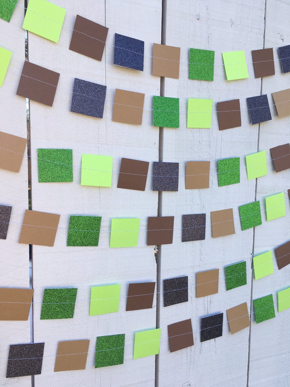 Minecraft Party Decoration, Video Game Birthday Garland, Virtual Minecraft Party, Square Pixel Garland, Minecraft Party Backdrop, Zoom Party
