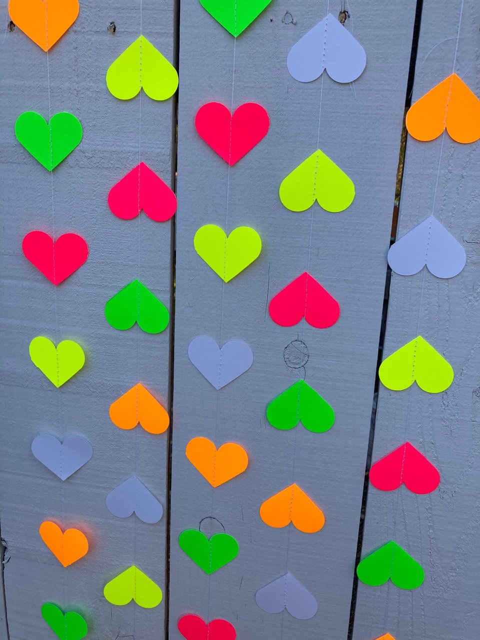 Glow Party Decoration, Neon Heart Garland, 80s Party Decor, Fluorescent Hearts, UV Reflective Hearts, Sweet 16 Glow Party, Neon Dance Party
