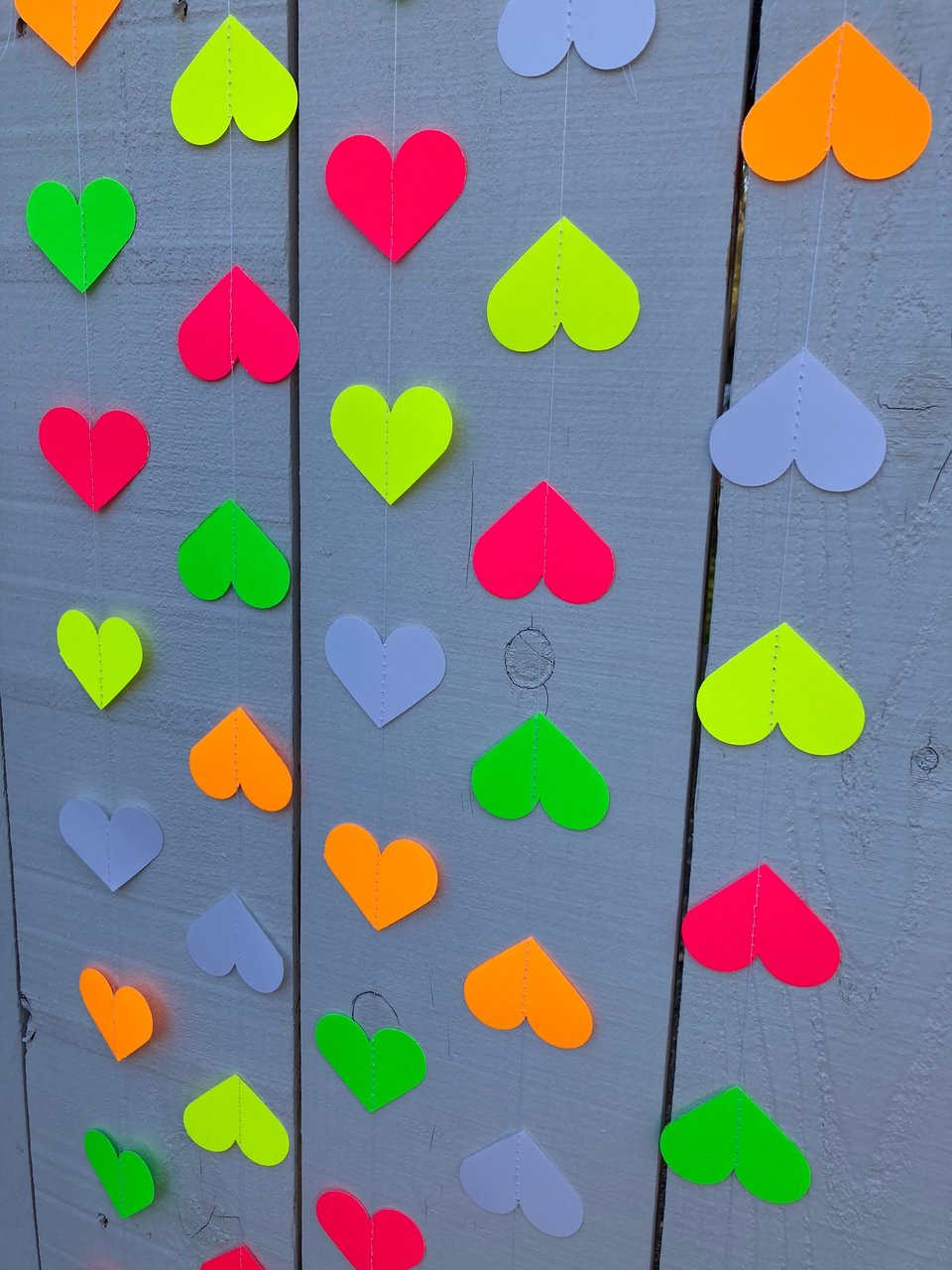 Glow Party Decoration, Neon Heart Garland, 80s Party Decor, Fluorescent Hearts, UV Reflective Hearts, Sweet 16 Glow Party, Neon Dance Party