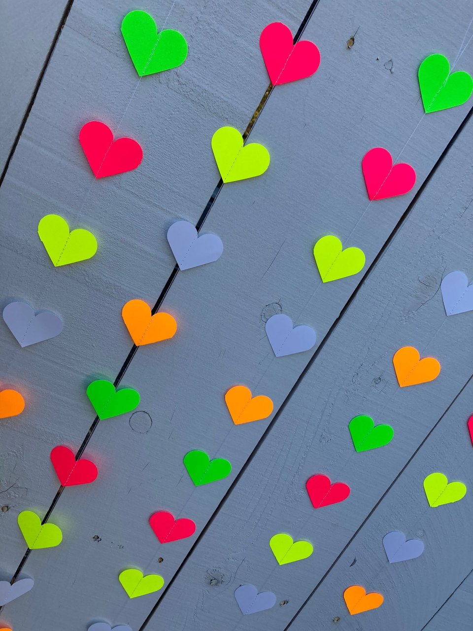 Glow Party Decoration, Neon Heart Garland, 80s Party Decor, Fluorescent Hearts, UV Reflective Hearts, Sweet 16 Glow Party, Neon Dance Party