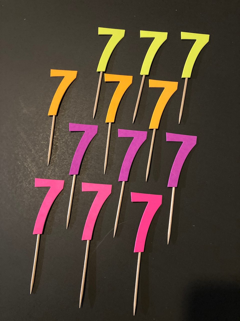 Set of 12 Retro Font Neon Glow Party Age Cupcake Toppers