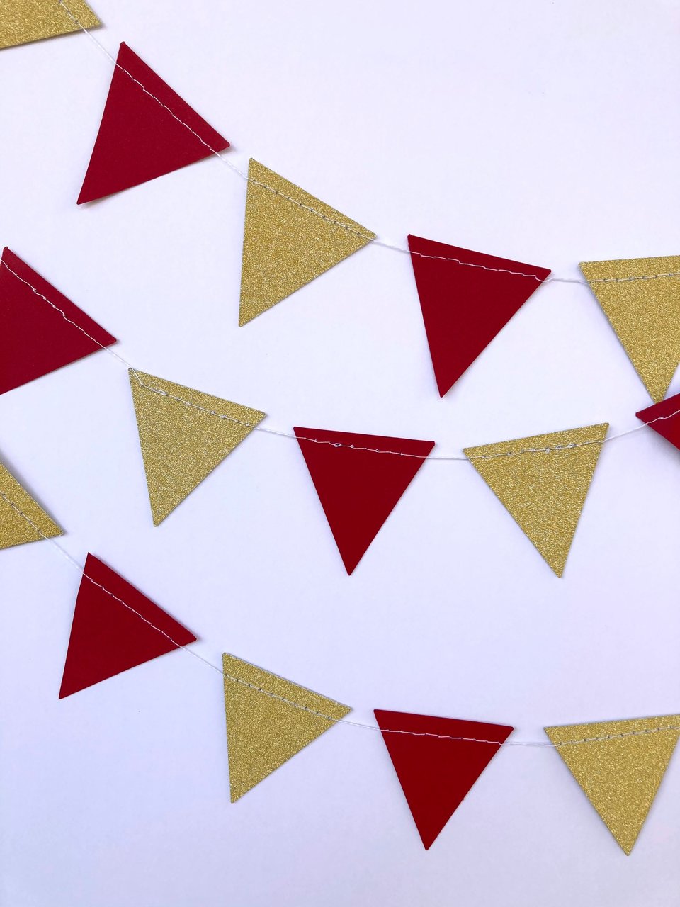 Maroon and Gold Glitter Triangle Graduation Bunting, University Commencement Party Garland, Minnesota Colors, Calvin Dorm Decor, Grad Party