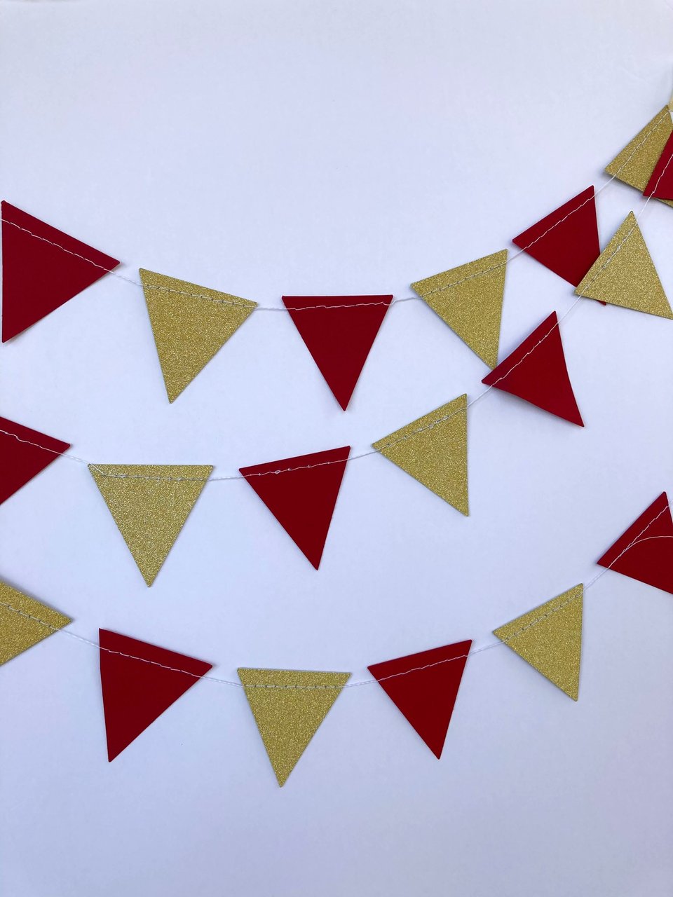 Maroon and Gold Glitter Triangle Graduation Bunting, University Commencement Party Garland, Minnesota Colors, Calvin Dorm Decor, Grad Party