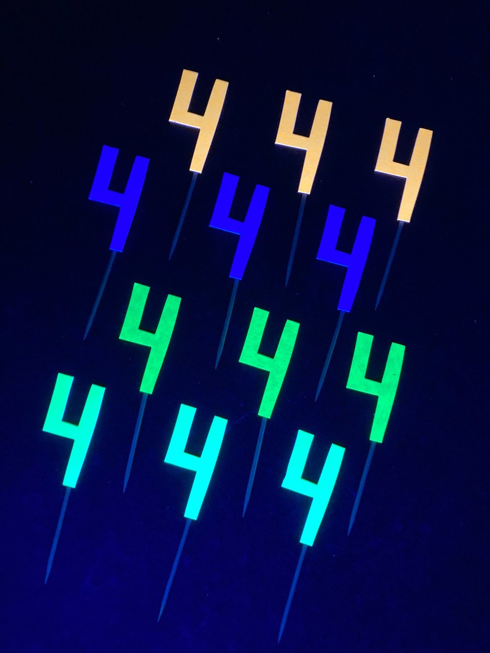 Set of 12 Retro Font Neon Glow Party Age Cupcake Toppers