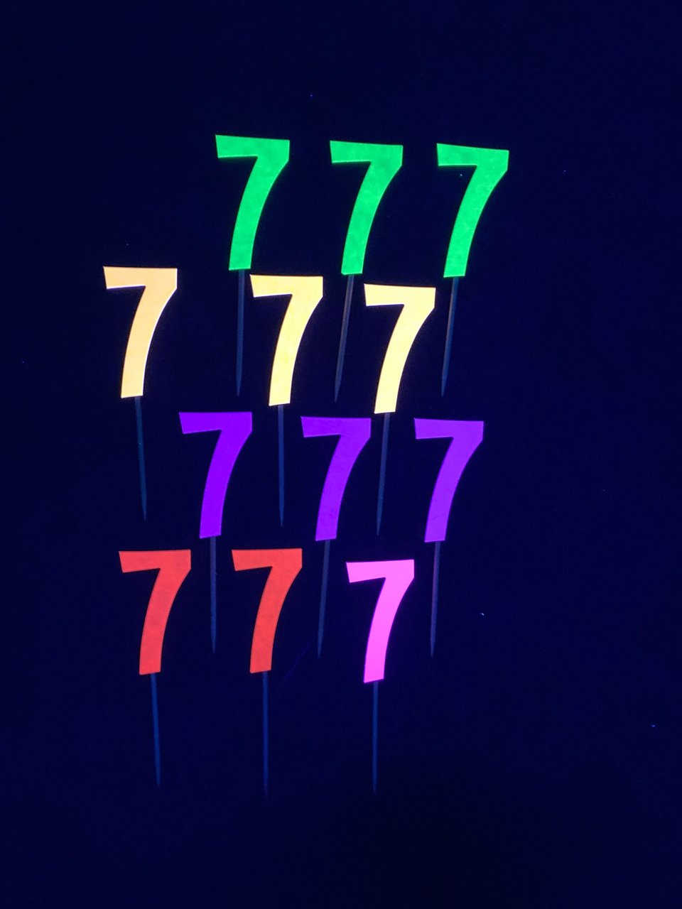 Set of 12 Retro Font Neon Glow Party Age Cupcake Toppers
