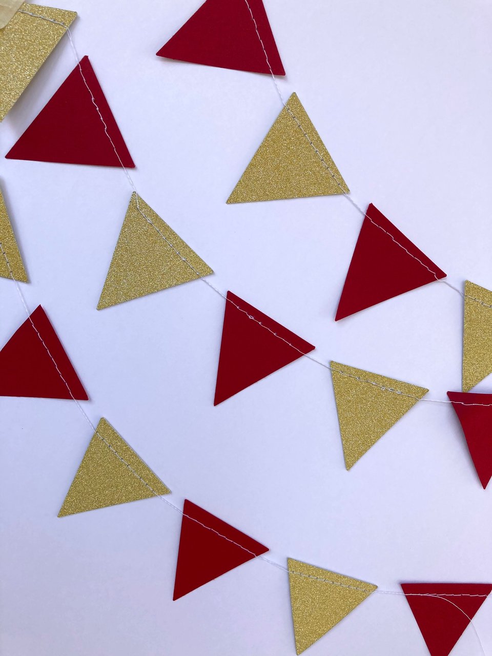 Maroon and Gold Glitter Triangle Graduation Bunting, University Commencement Party Garland, Minnesota Colors, Calvin Dorm Decor, Grad Party
