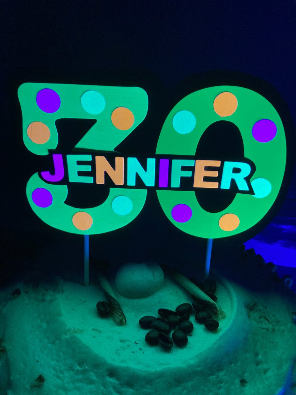 Glow Party Cake Topper, Gift for Teen, Sweet 16 Gift, Neon Cake, Birthday Gift under 20, Personalized Present, Milestone Birthday Gift