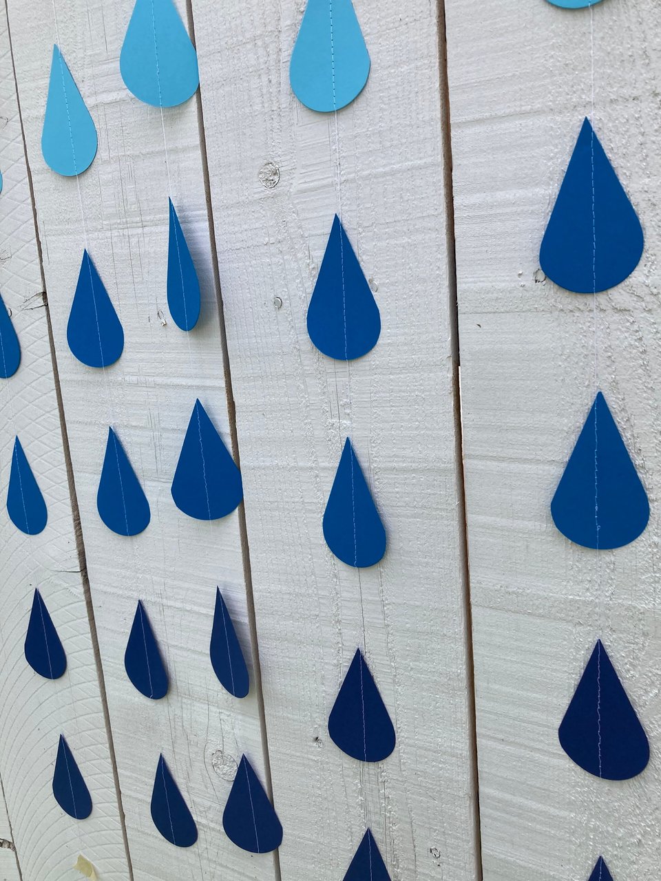 Ombré blue large raindrop garland, Blue ombré sprinkle garland, baby sprinkle, baby boy sprinkle decor, blue baby shower, boy baby shower