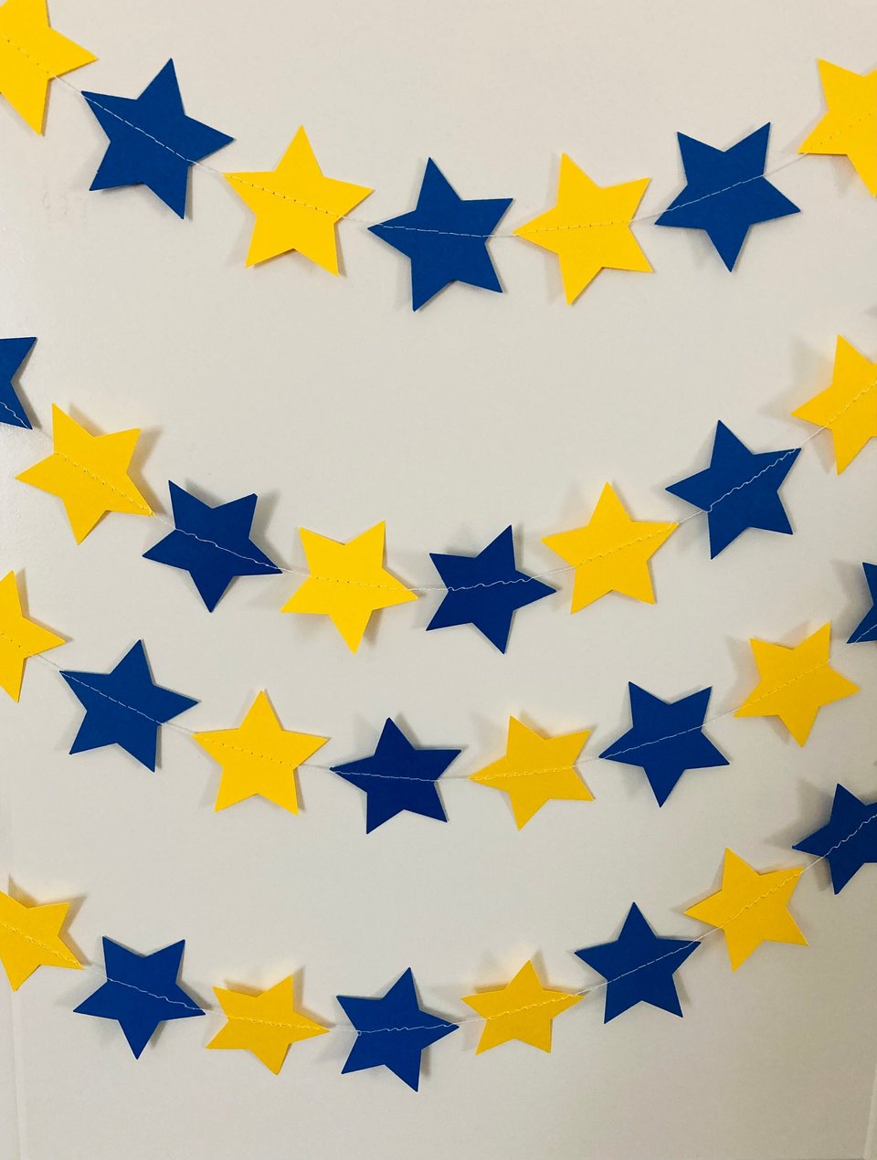 Royal Blue and Yellow Star Garland, Blue and Yellow Graduation Decoration, U of California Grad, U of Delaware Graduation, Dorm Decoration