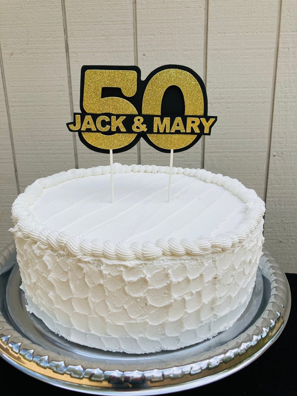 Personalized gold glitter 50th anniversary cake topper, custom name, elegant number 50 decoration, gold wedding celebration decor