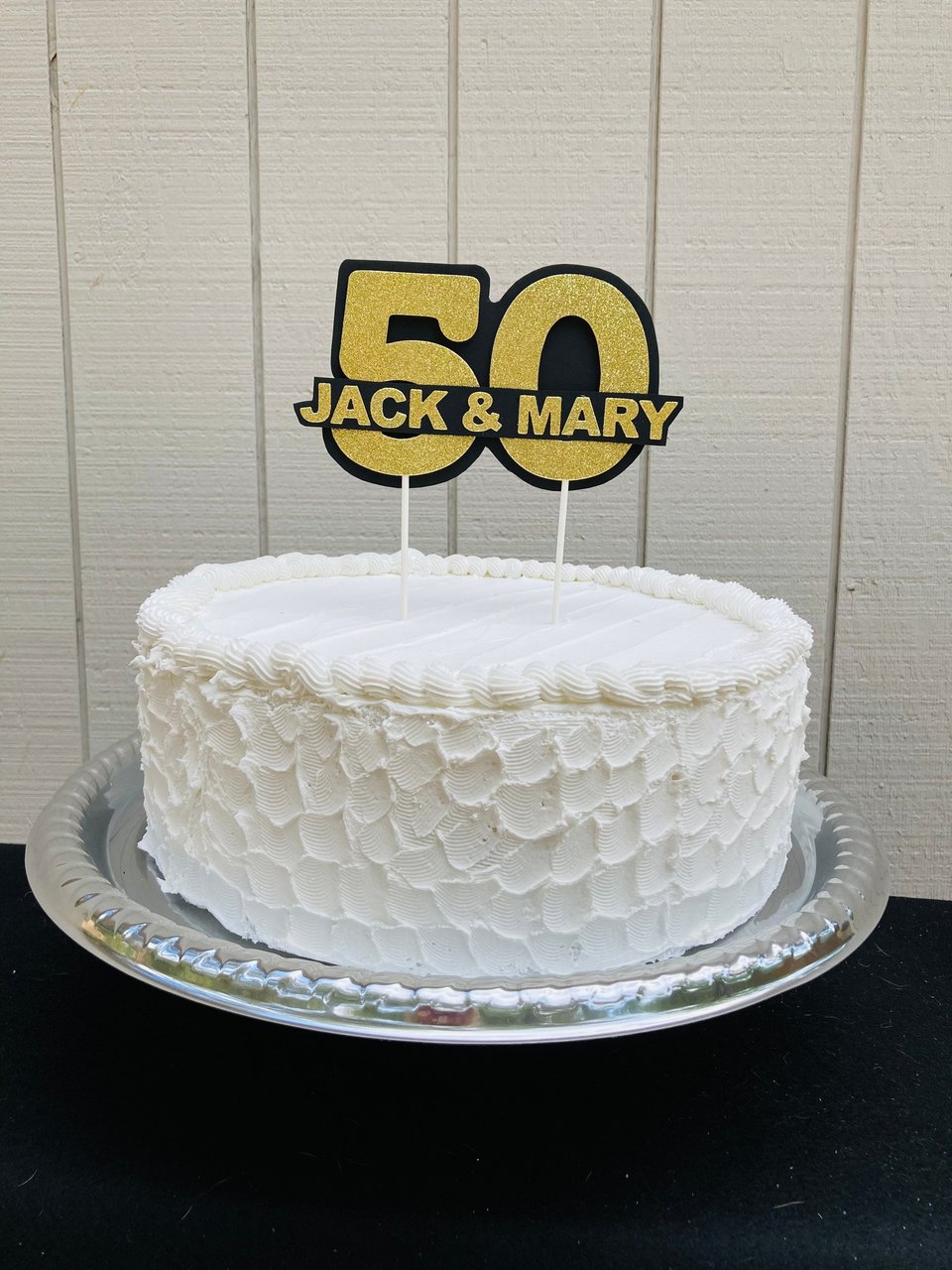 Personalized gold glitter 50th anniversary cake topper, custom name, elegant number 50 decoration, gold wedding celebration decor
