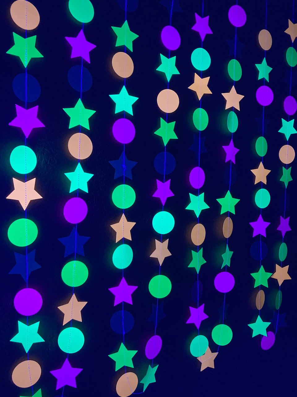 Glow Party Decorations, Neon Star Circle Garland, Black Light Party Decor, Fluorescent Garland, Sweet 16 Glow Party, 80s Party, Skate Party