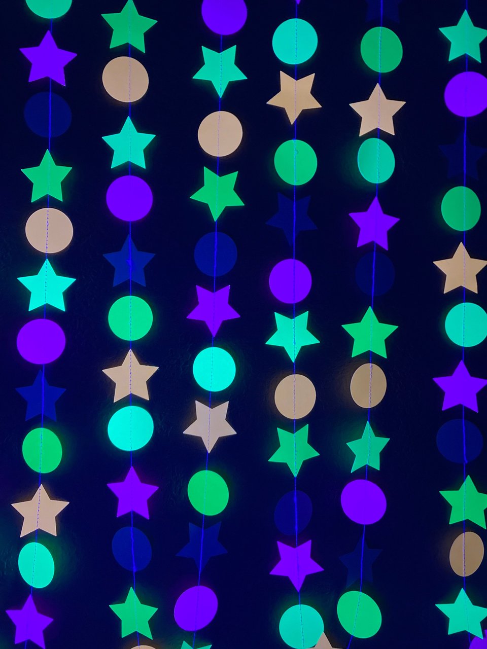 Glow Party Decorations, Neon Star Circle Garland, Black Light Party Decor, Fluorescent Garland, Sweet 16 Glow Party, 80s Party, Skate Party